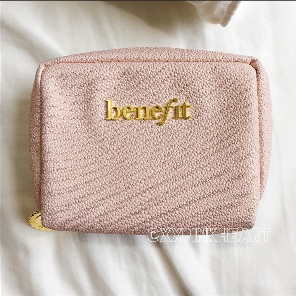 Benefit Cosmetics Pink Makeup Bag Travel Cosmetic Case NEW